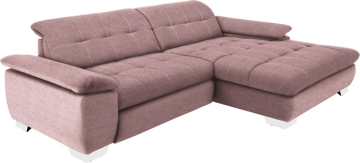 ECKSOFA in Mikrofaser Altrosa  - Chromfarben/Altrosa, Design, Textil/Metall (265/180cm) - Carryhome