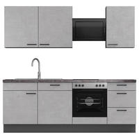 KÜCHENBLOCK 230 cm   in Graphitfarben, Hellgrau  - Dunkelgrau/Hellgrau, MODERN, Holzwerkstoff/Metall (230cm) - Xora