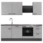 KÜCHENBLOCK 230 cm   in Graphitfarben, Hellgrau  - Dunkelgrau/Hellgrau, MODERN, Holzwerkstoff/Metall (230cm) - Xora