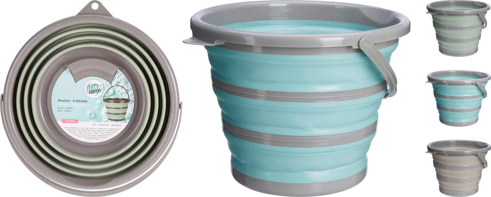 EIMER - Türkis/Salbeigrün, Trend, Kunststoff (32/34/4.5cm)