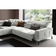 ECKSOFA Hellgrau Cord Rücken echt, Kopfteilverstellung, Sitzvorzug  - Hellgrau/Schwarz, KONVENTIONELL, Textil/Metall (219/311cm) - Hom`in