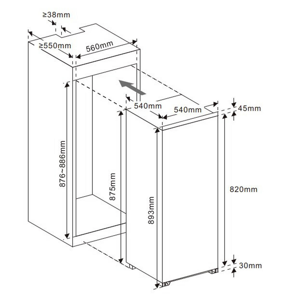 KÜHLSCHRANK 54/89/54 cm EKHTTMG4SSE  - Weiß, Basics, Glas/Kunststoff (54/89/54cm) - Mican