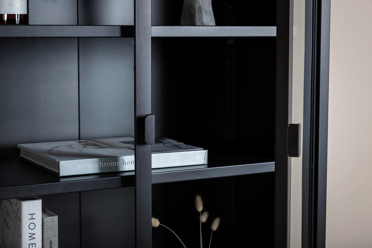 VITRINE in Schwarz  - Schwarz, Design, Metall (75/150/35cm) - Livetastic