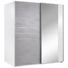 SCHIEBETÜRENSCHRANK 180/198/64 cm 2-türig Weiß, Grau  - Alufarben/Weiß, MODERN, Glas/Holzwerkstoff (180/198/64cm) - MID.YOU