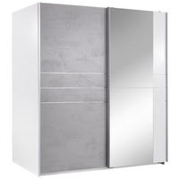  SCHIEBETÜRENSCHRANK 180/198/64 cm 2-türig  - Weiss/Alufarben, Modern, Glas/Holzwerkstoff (180/198/64cm) - MID.YOU