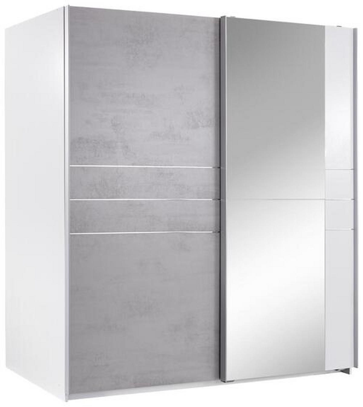  SCHIEBETÜRENSCHRANK 180/198/64 cm 2-türig  - Weiss/Alufarben, Modern, Glas/Holzwerkstoff (180/198/64cm) - MID.YOU
