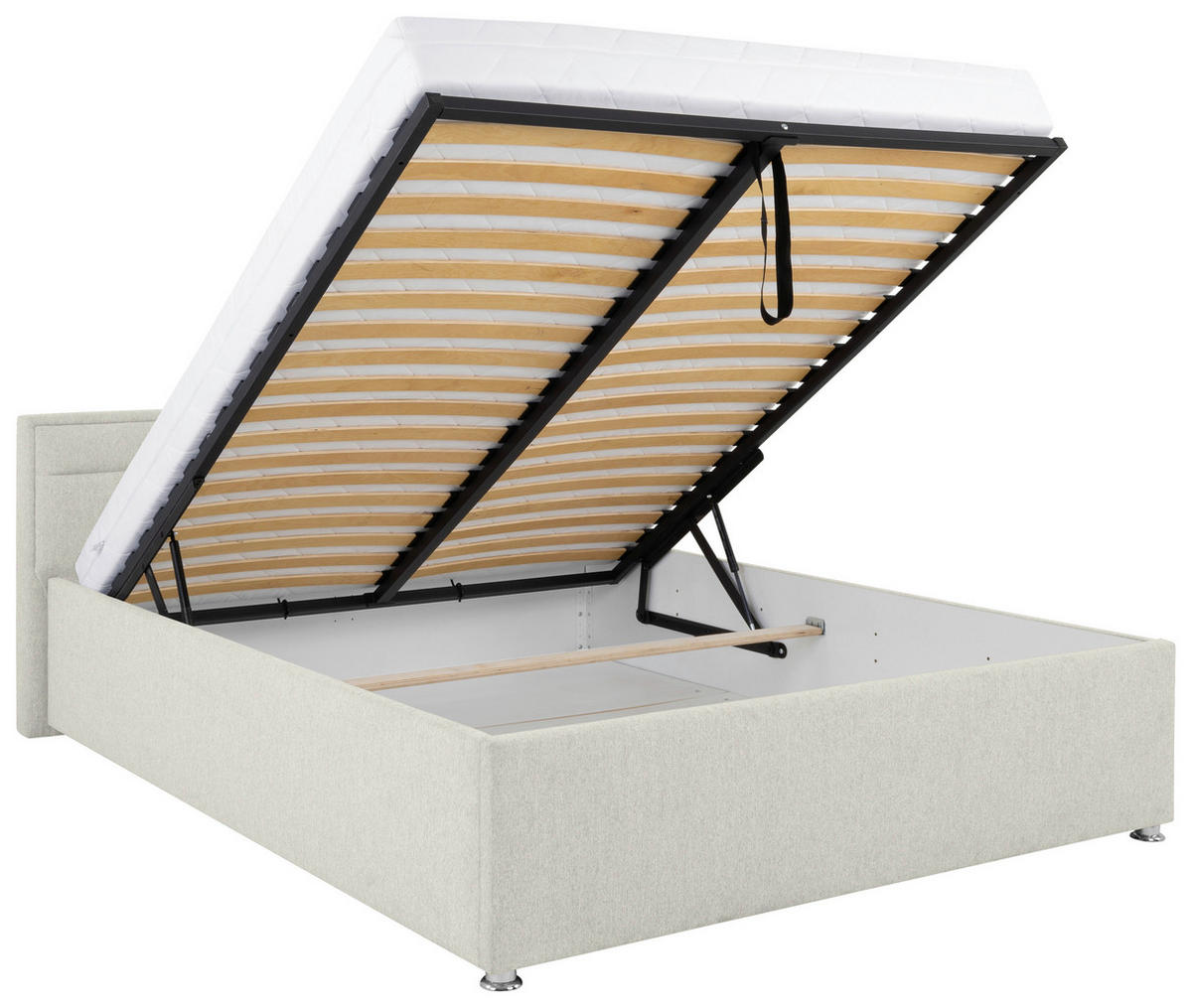 POLSTERBETT Matratze, Lattenrost, Bettkasten 160/200 cm  in Creme  - Creme, MODERN, Holz/Kunststoff (160/200cm) - MID.YOU