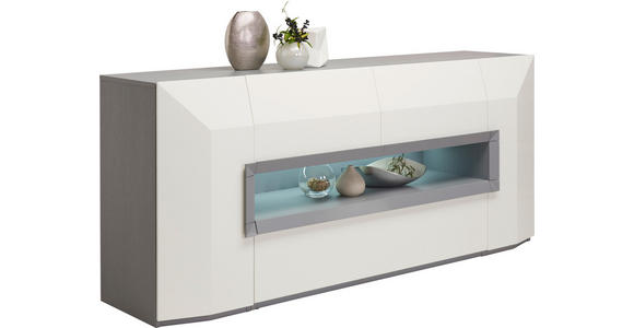 SIDEBOARD Porto in 200/90/52 cm - Hellgrau/Schwarz, Design, Holz/Holzwerkstoff (200/90/52cm) - Ambiente