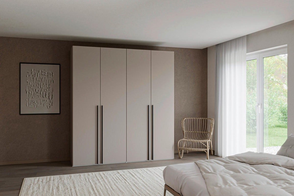 DREHTÜRENSCHRANK  in Hellbraun  - Hellbraun/Schwarz, Design, Holzwerkstoff/Metall (203/220/59cm) - Jutzler