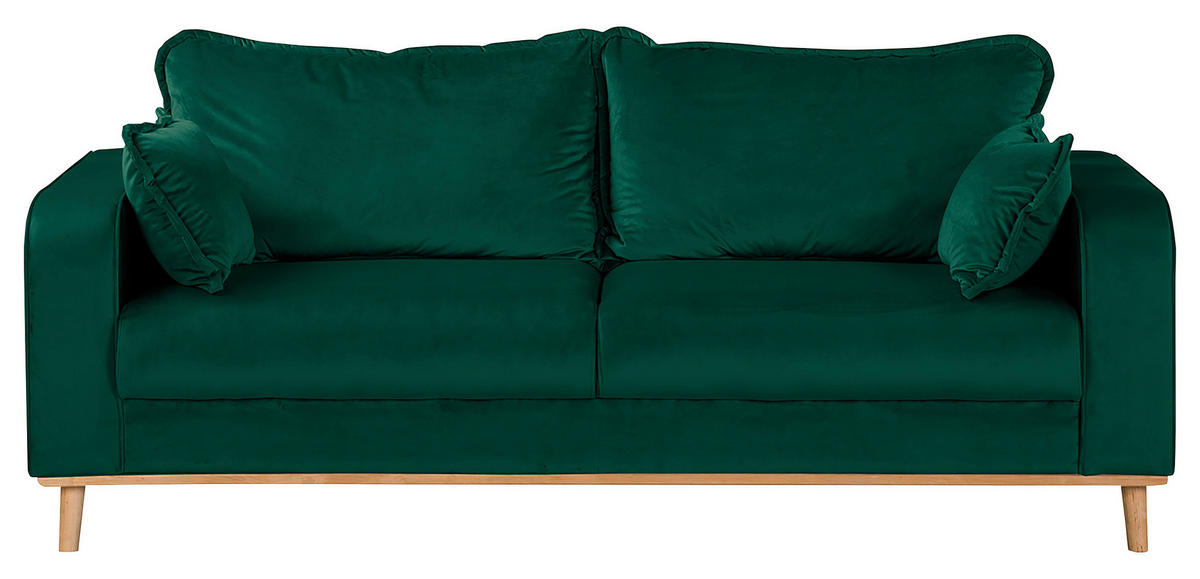 3-SITZER-SOFA Mikrofaser Grün  - Wengefarben/Grün, Design, Holz/Textil (193/86/87cm) - Livetastic