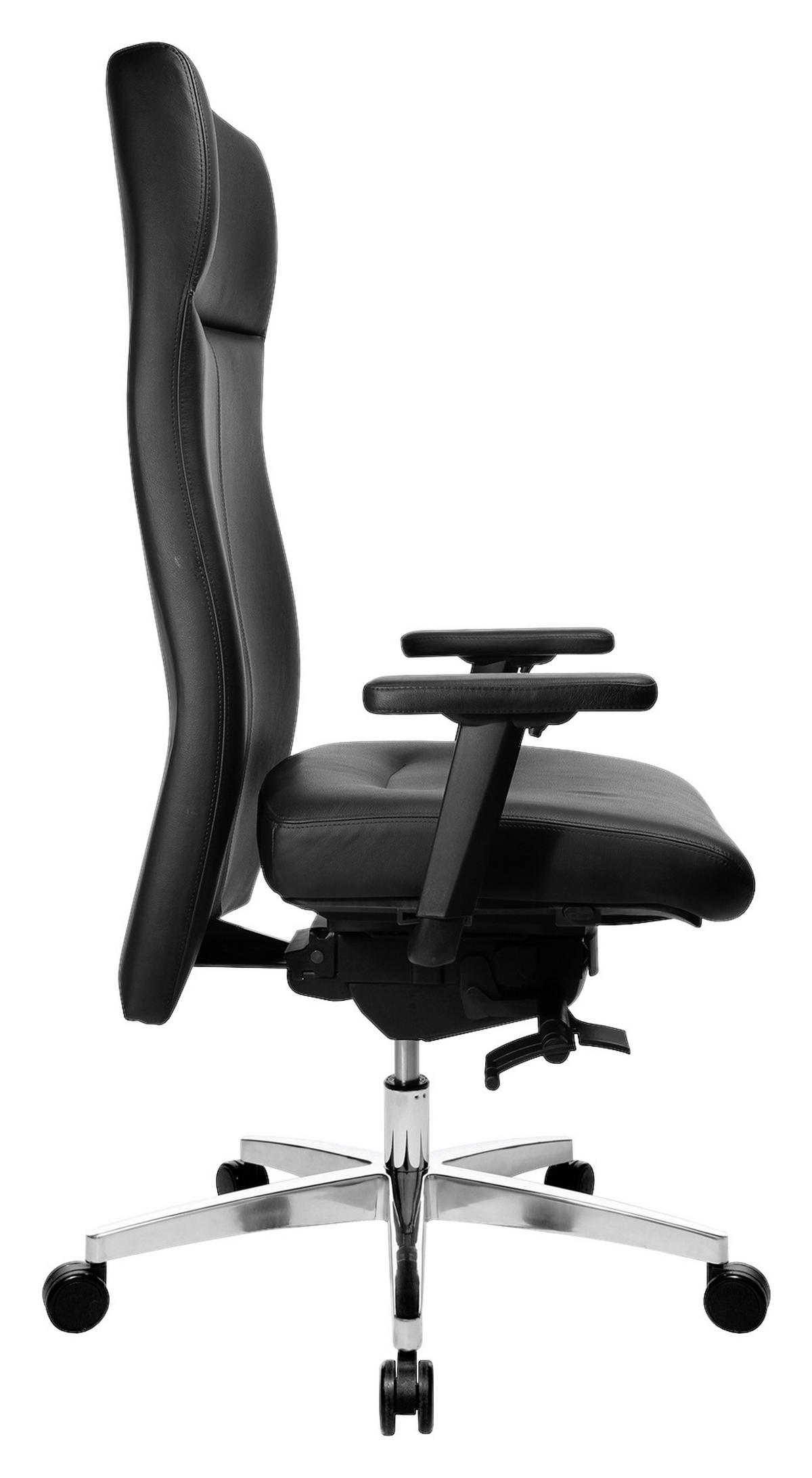 CHEFSESSEL Schwarz  - Schwarz, Design, Leder/Kunststoff (80/115-124/80cm) - Topstar