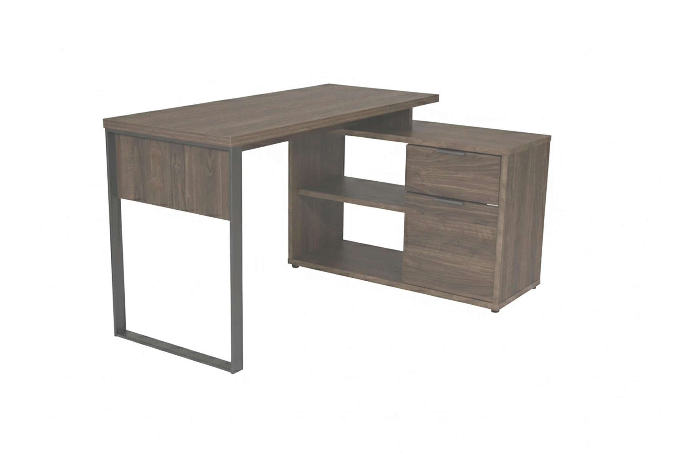 ECKSCHREIBTISCH 140/76/100 cm Walnussfarben Stauraum, seitenverkehrt montierbar, in verschiedenen Holz-Dekoren erhältlich  - Eichefarben/Anthrazit, LIFESTYLE, Holzwerkstoff/Metall (140/76/100cm) - MID.YOU