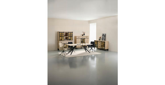 SIDEBOARD  175/90/42 cm 3 Schublade(n)  - Graubraun/Schwarz, LIFESTYLE, Glas/Holz (175/90/42cm) - Landscape