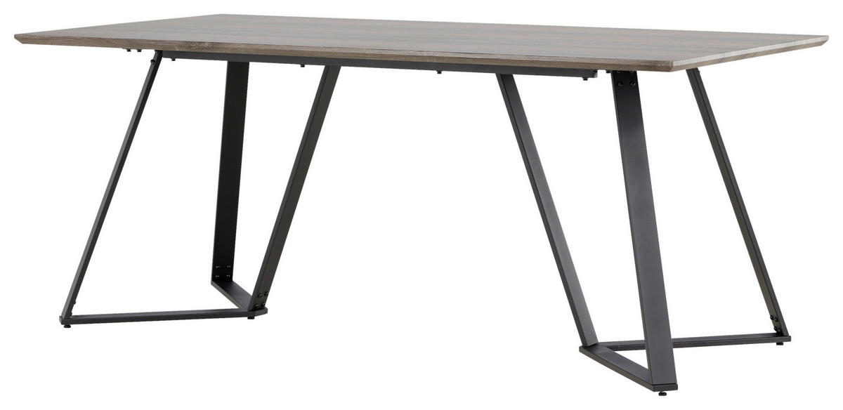 ESSTISCH furniert rechteckig Grau, Schwarz  - Schwarz/Grau, Design, Holzwerkstoff/Metall (180/90/75cm) - Livetastic
