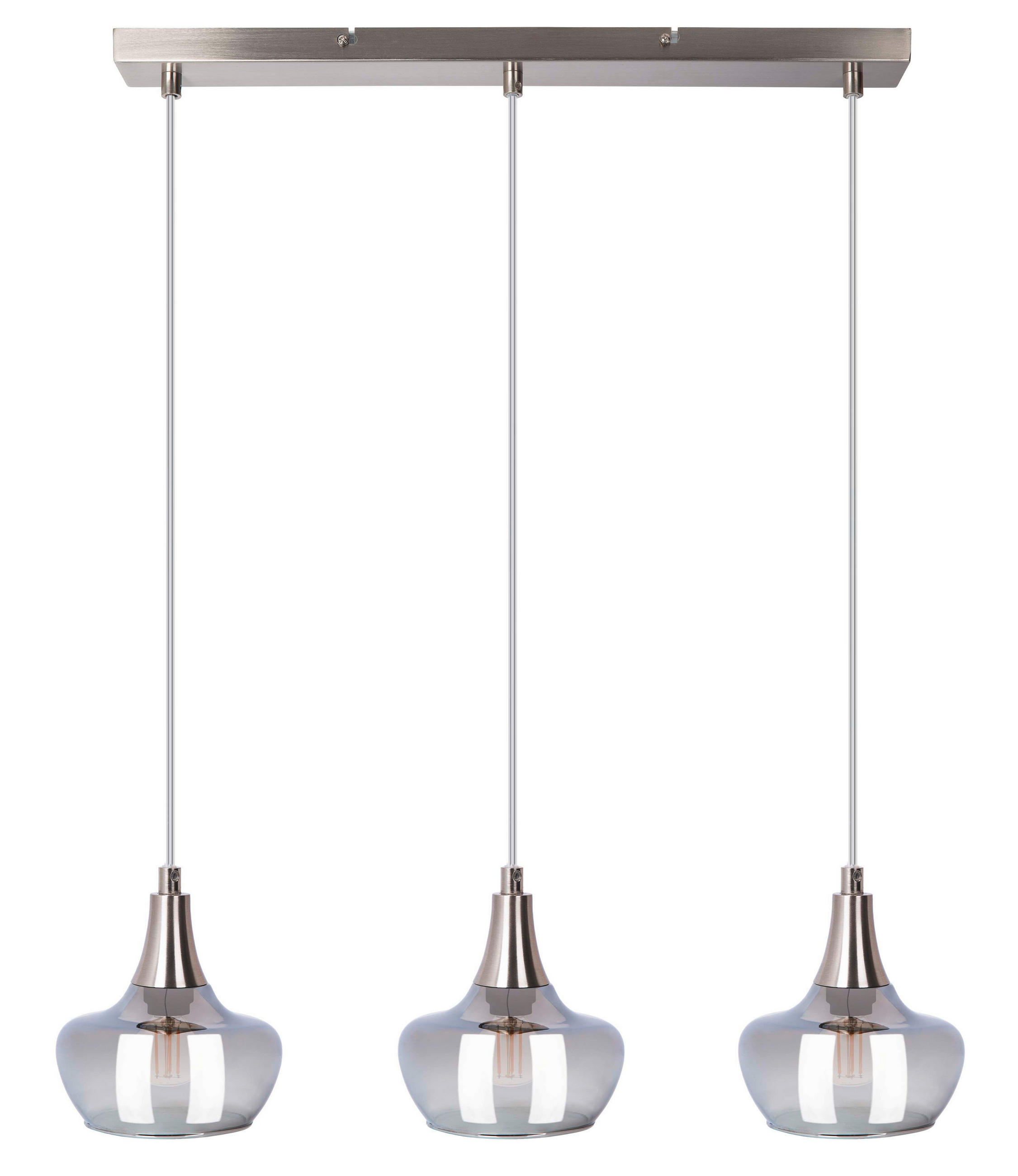 LUSTER 55/14/150 cm - siva/boja nikla, Dizajnerski, staklo/metal (55/14/150cm)
