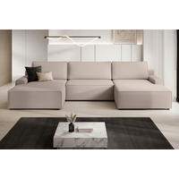 WOHNLANDSCHAFT CHALLENGE Taupe Struktur  - Taupe/Schwarz, MODERN, Kunststoff/Textil (168/333/168cm) - Trendmanufaktur