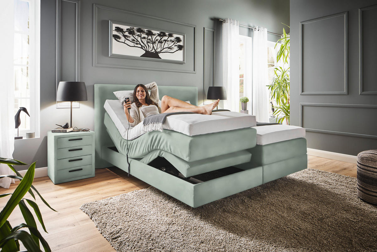 BOXSPRINGBETT 160/200 cm  in Jadegrün  - Jadegrün, Konventionell, Holz/Textil (160/200cm) - Dieter Knoll