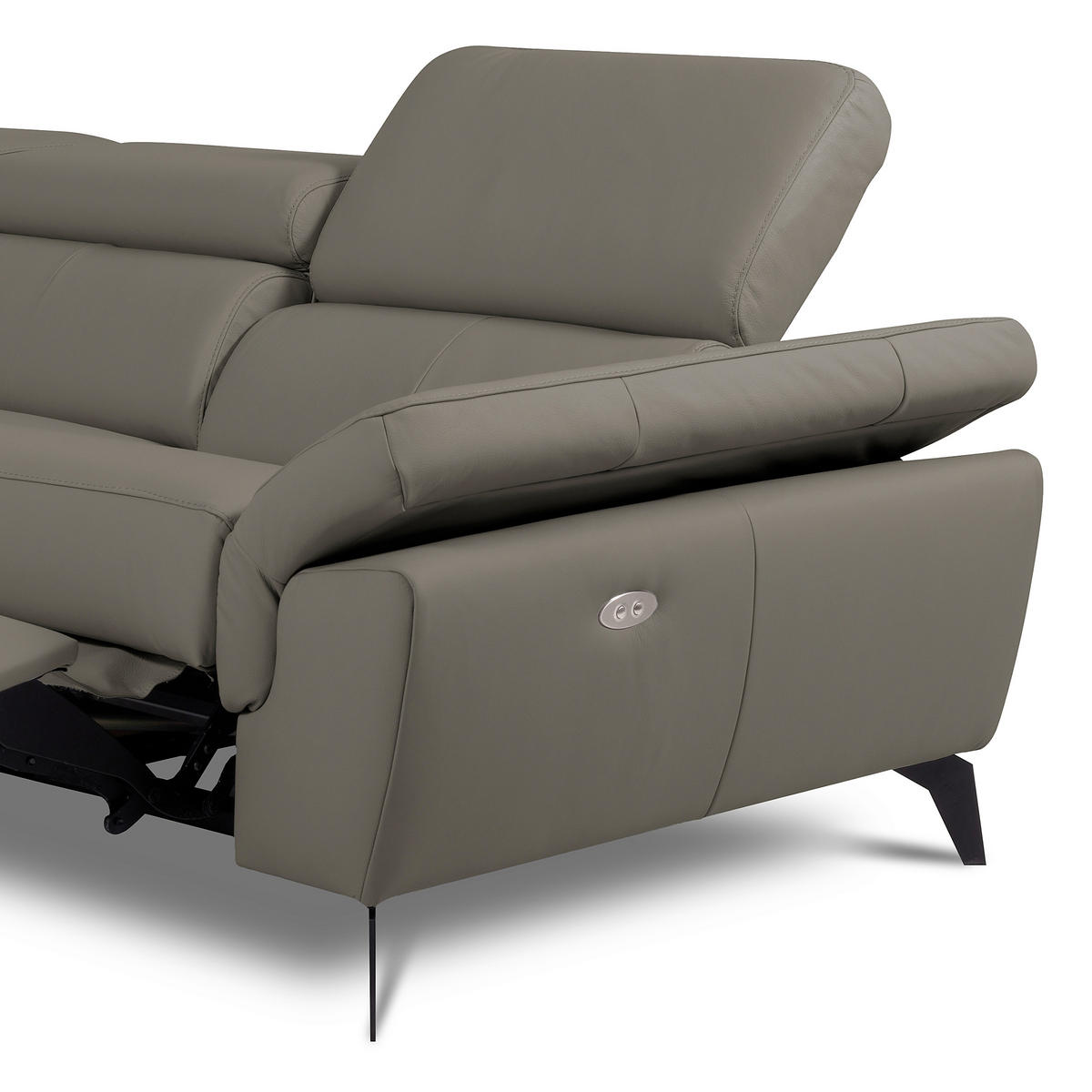 ECKSOFA SONO in Lederlook Echtleder Schlammfarben Armteilverstellung, Kopfteilverstellung  179/252 cm  - Schlammfarben/Schwarz, Design, Leder/Textil (179/252cm) - Livetastic