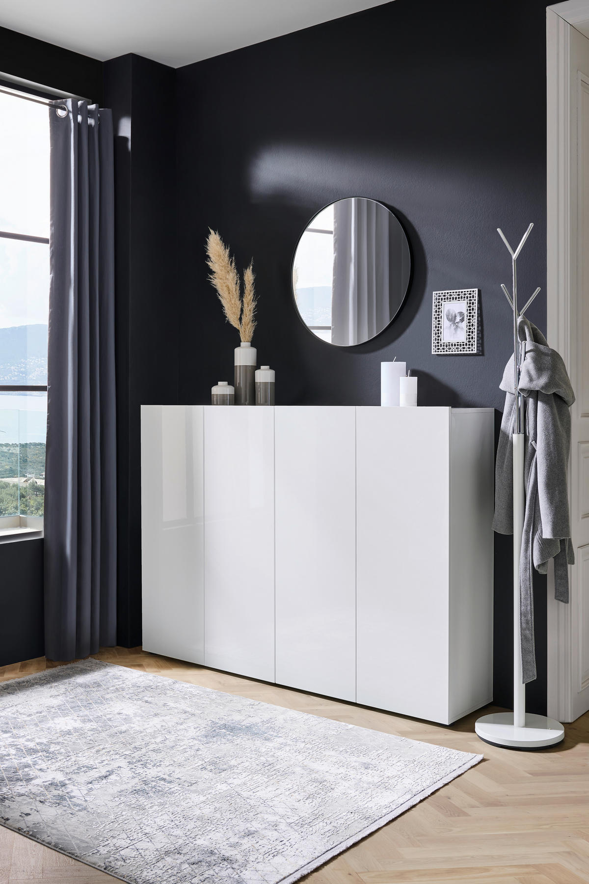 SCHUHSCHRANK Weiß  - Schwarz/Weiß, Design, Holzwerkstoff/Kunststoff (160/115/34cm) - home24