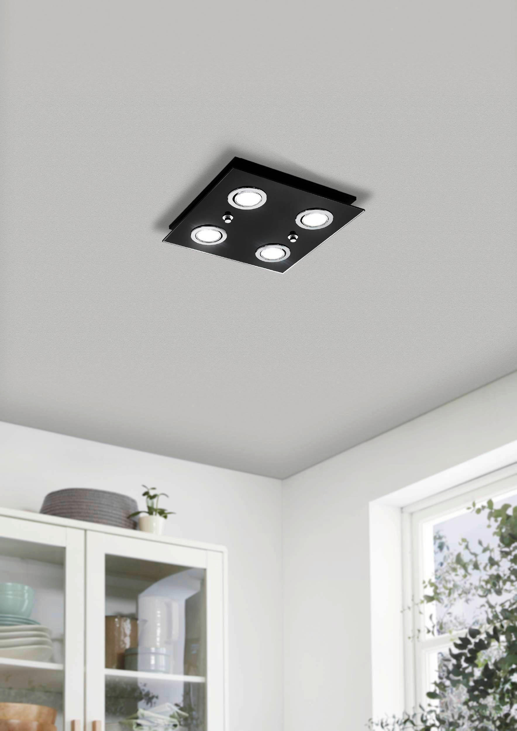 DECKENLEUCHTE 29/29/7 cm   - Schwarz, Basics, Glas/Metall (29/29/7cm) - Eglo