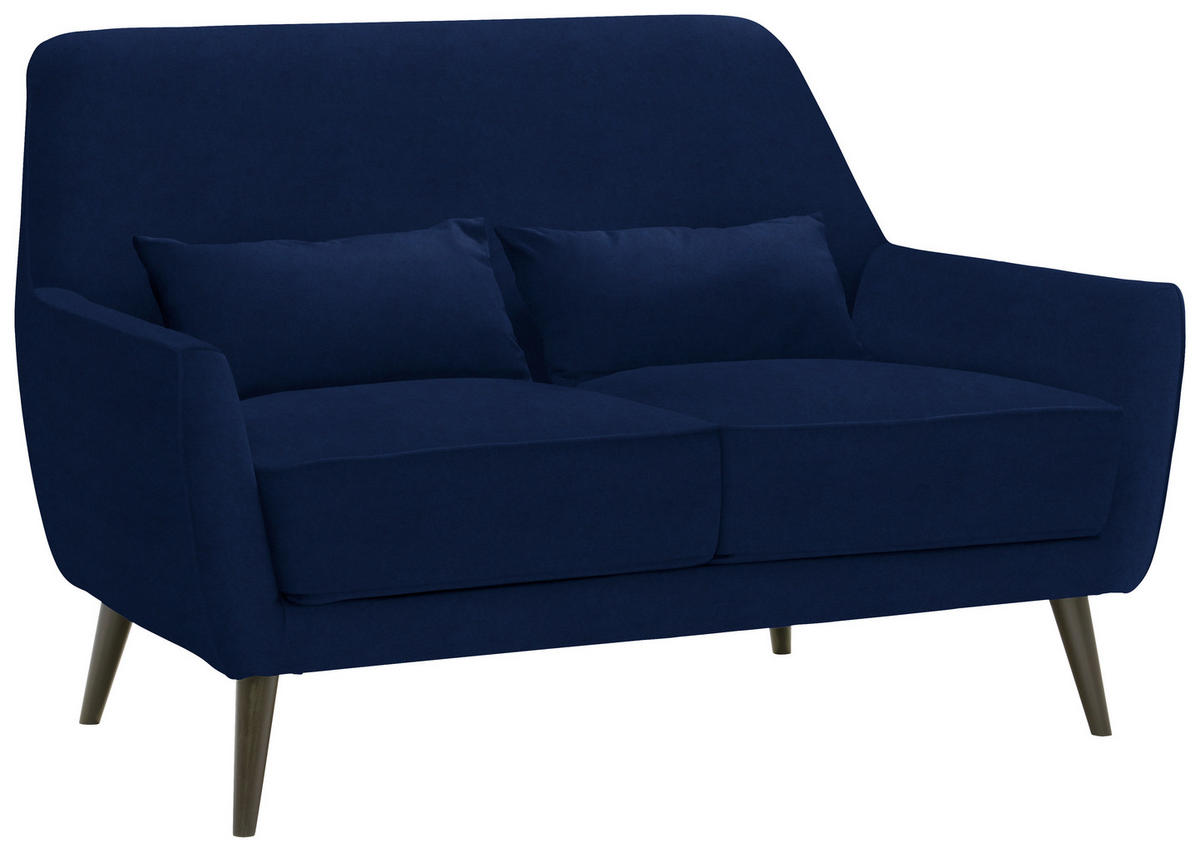 2-SITZER-SOFA in Mikrofaser Blau  - Blau/Schwarz, Trend, Holz/Textil (135/86/80cm) - Carryhome