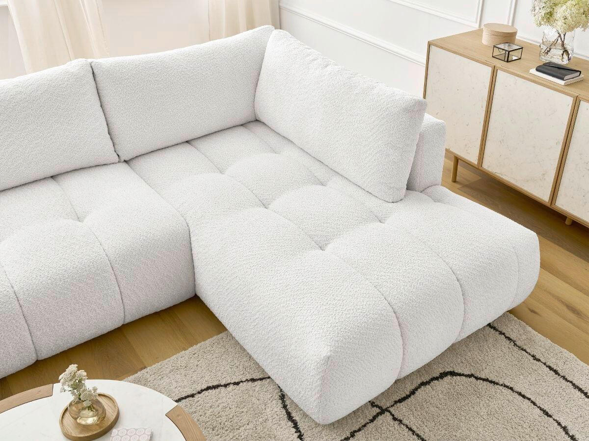 WOHNLANDSCHAFT  FUJI  Weiß Bouclé  - Schwarz/Weiß, MODERN, Kunststoff/Textil (160/377/204cm)