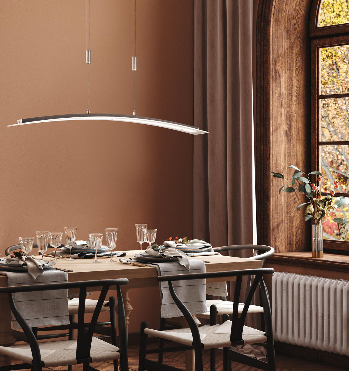 LED-HÄNGELEUCHTE Metis 90/150 cm   - Schwarz, Design, Metall (90/150cm) - Fischer & Honsel