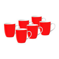 KAFFEEBECHERSET VARIO 6-teilig  - Rot/Weiß, Basics, Keramik (11/10/8cm) - Van Well