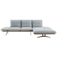 ECKSOFA in Flachgewebe Hellgrau  314/159 cm  - Hellgrau/Schwarz, Design, Holz/Textil (314/159cm) - Dieter Knoll