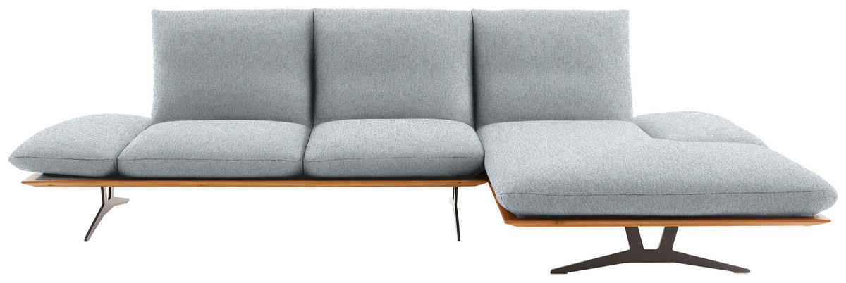 ECKSOFA in Flachgewebe Hellgrau  314/159 cm  - Hellgrau/Schwarz, Design, Holz/Textil (314/159cm) - Dieter Knoll