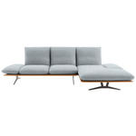 ECKSOFA  in Flachgewebe Hellgrau  314/159 cm  - Hellgrau/Schwarz, Design, Holz/Textil (314/159cm) - Dieter Knoll