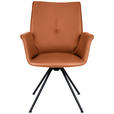 ARMLEHNSTUHL  Beinauswahl, Lederauswahl, Sitzfläche 360° drehbar  Echtleder  - Cognac/Schwarz, Design, Leder/Metall (65/91/63cm) - Dieter Knoll