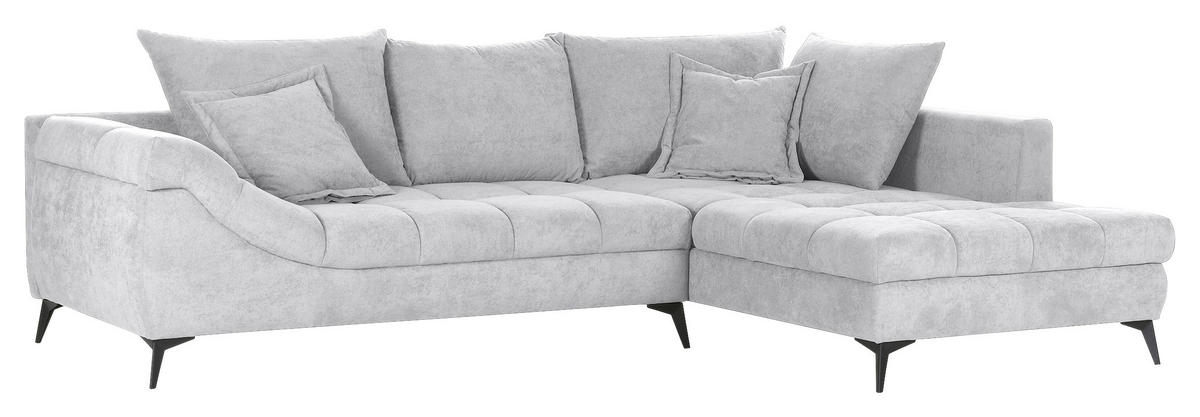 ECKSOFA in Flachgewebe Grauweiß  307/224 cm  - Grauweiß/Schwarz, Design, Textil/Metall (307/224cm) - Stylife