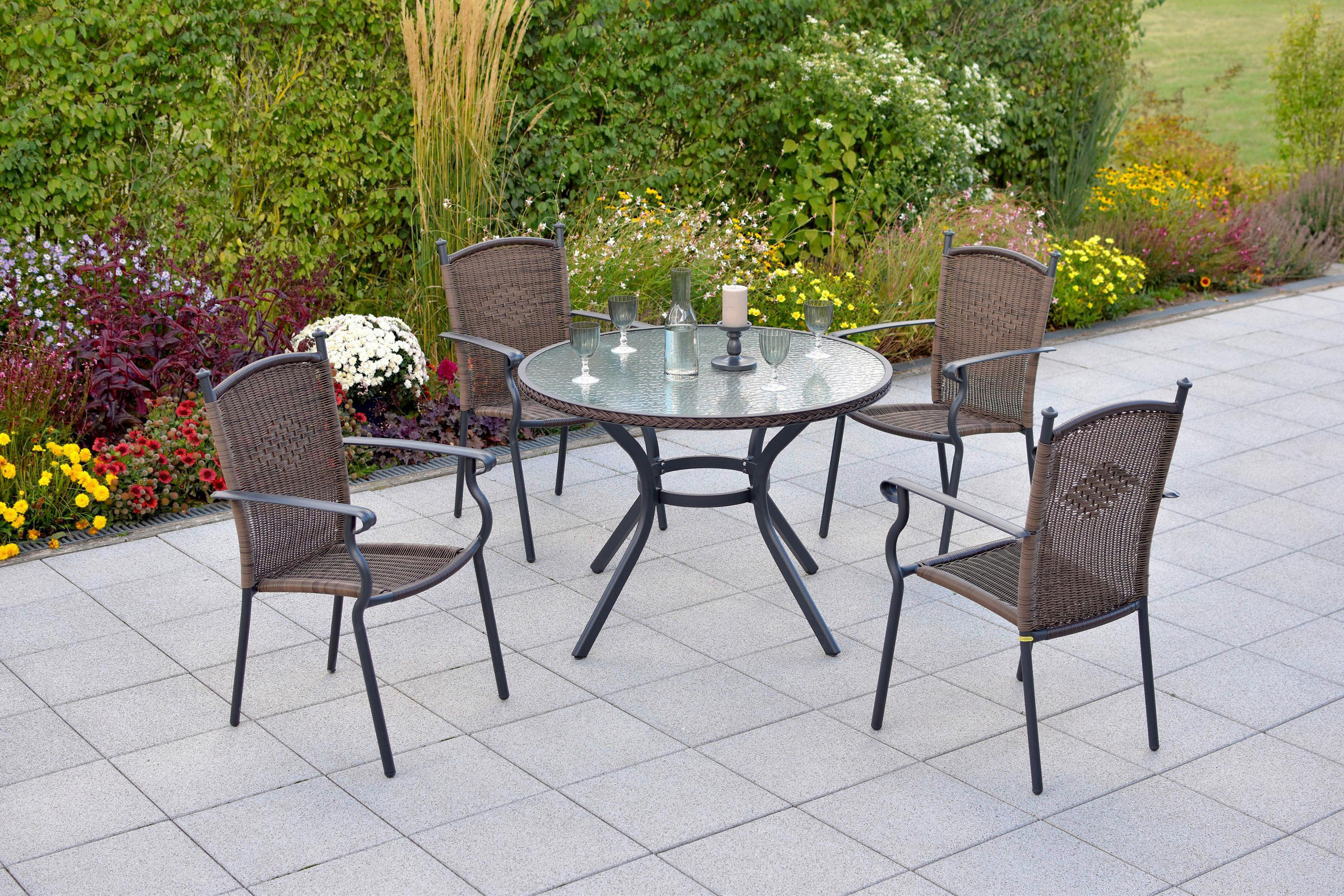 GARTENSET 5-teilig  - Graphitfarben/Braun, MODERN, Kunststoff/Metall - Gardenson