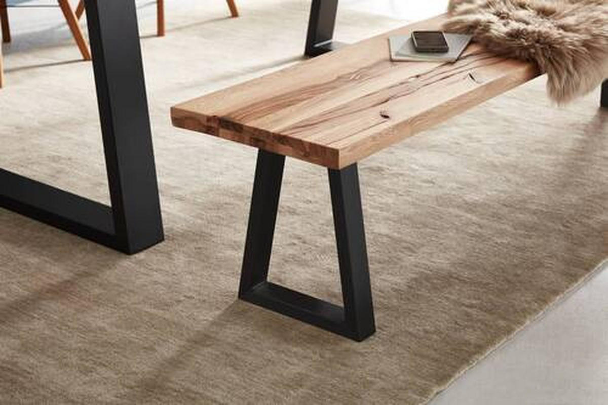 SITZBANK 220/45/40 cm  in Anthrazit, Wildeiche  - Wildeiche/Anthrazit, ROMANTIK / LANDHAUS, Holz/Metall (220/45/40cm) - Waldwelt