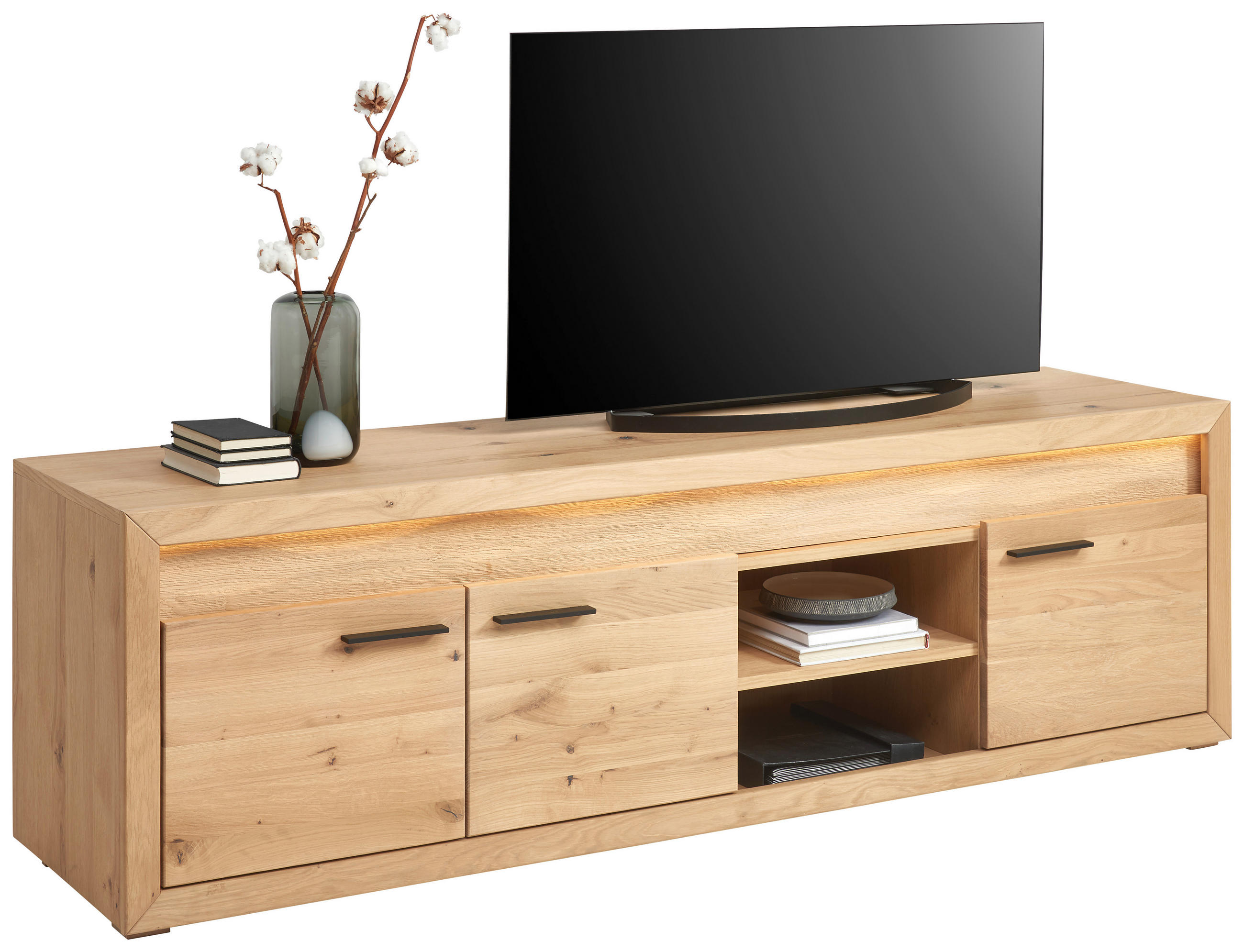 LOWBOARD  in 188,8/57,4/48 cm  - Eichefarben/Schwarz, KONVENTIONELL, Holz/Metall (188,8/57,4/48cm) - Linea Natura