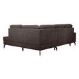 ECKSOFA Dunkelbraun Velours Bettkasten, Sitzvorzug  - Dunkelbraun/Schwarz, KONVENTIONELL, Textil/Metall (253/206cm) - Venda