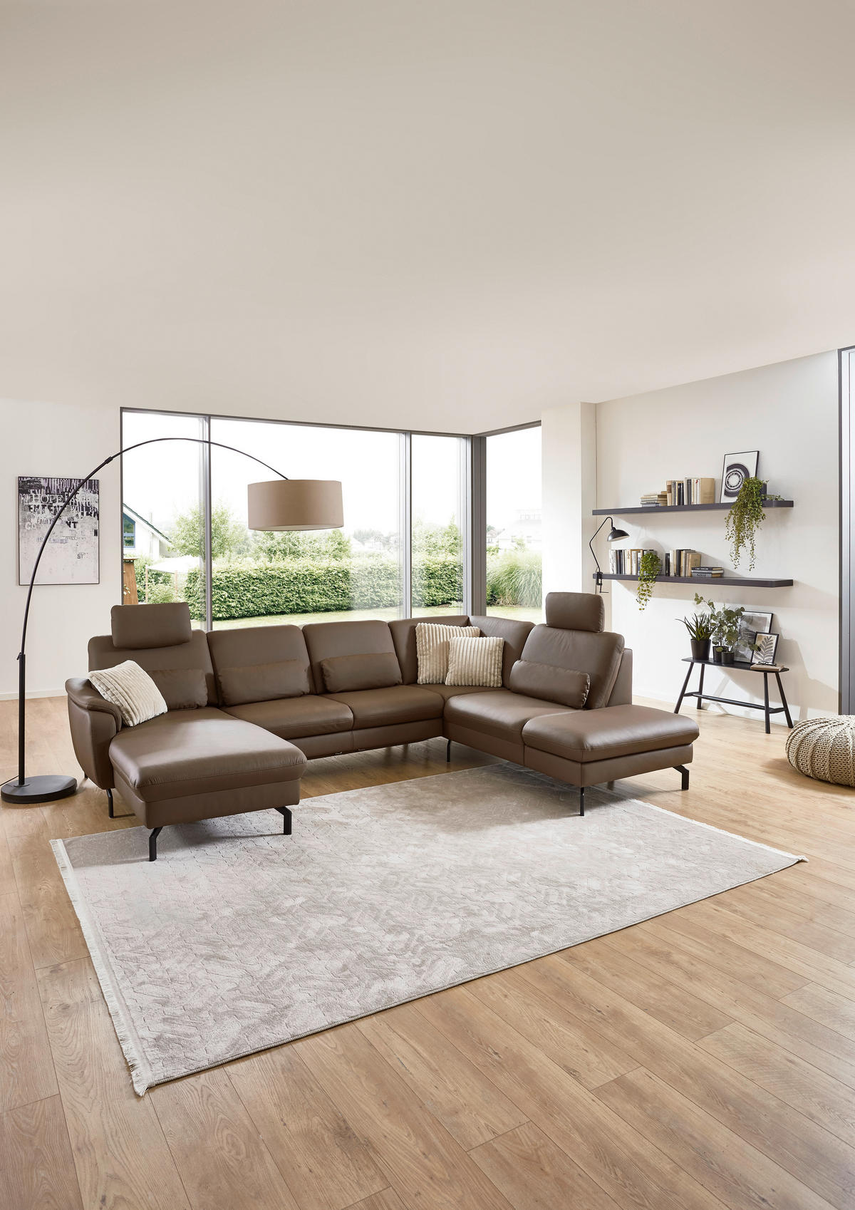 SAROKGARNITÚRA bőr barna  - barna/fekete, Konventionell, bőr/fém (168/306/224cm) - Beldomo Premium