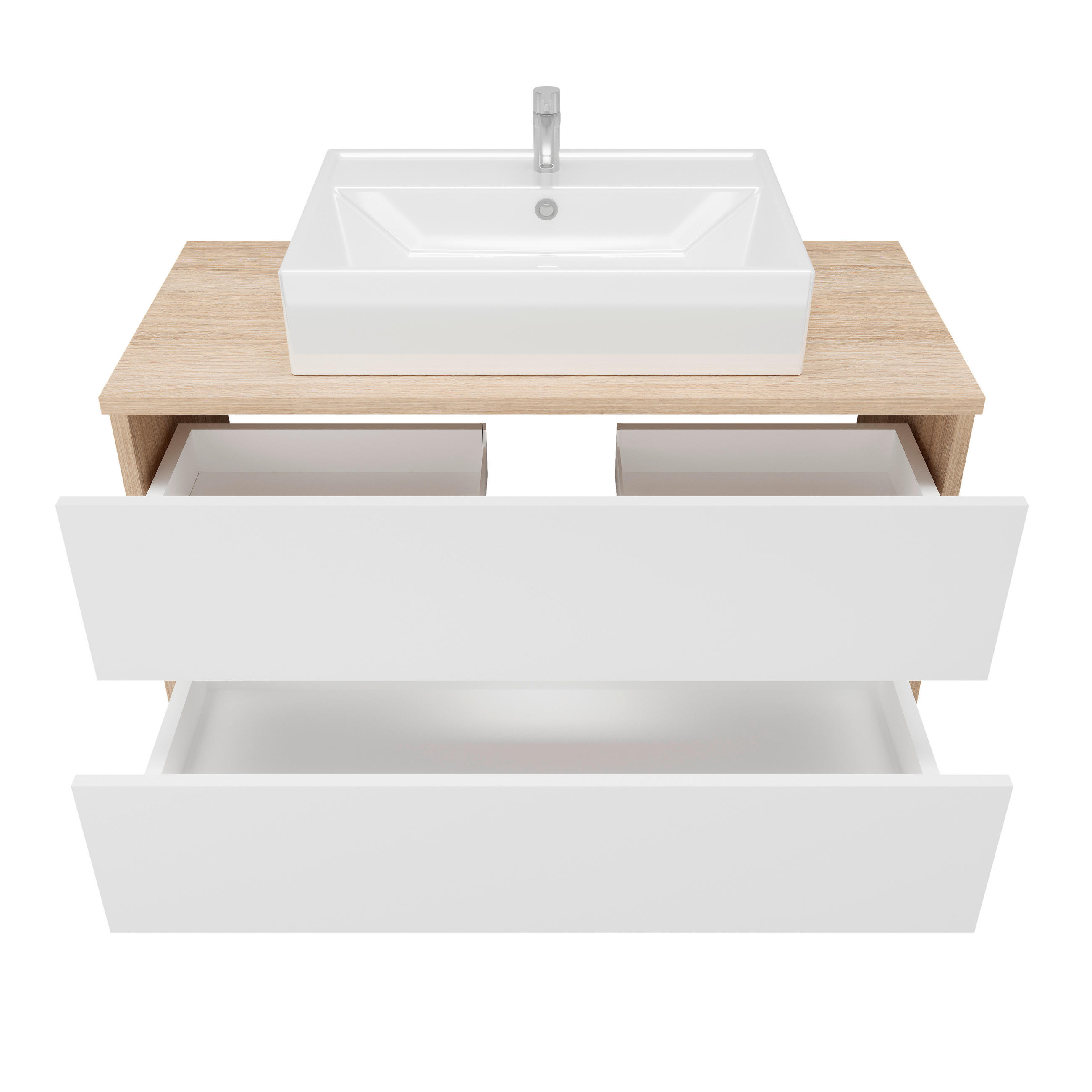 UMIVAL. ENOTA Z UMIVALNIKOM 100/47/54 cm  - bela/visoki sijaj, Basics, leseni material/keramika (100/47/54cm) - Ti'me