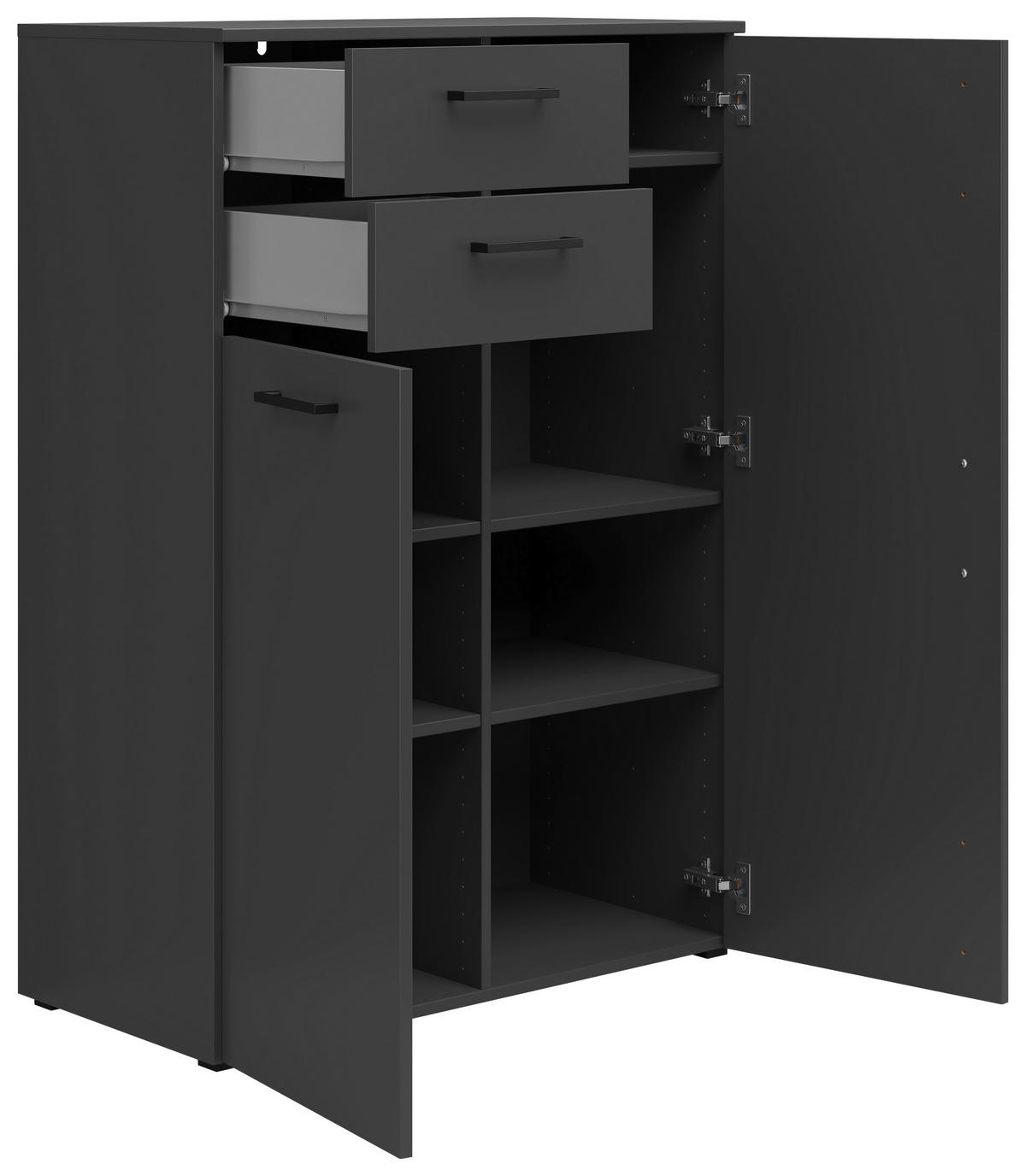 KOMODA, barve grafita  - črna/barve grafita, Moderno, umetna masa/leseni material (80/115/40cm) - Carryhome