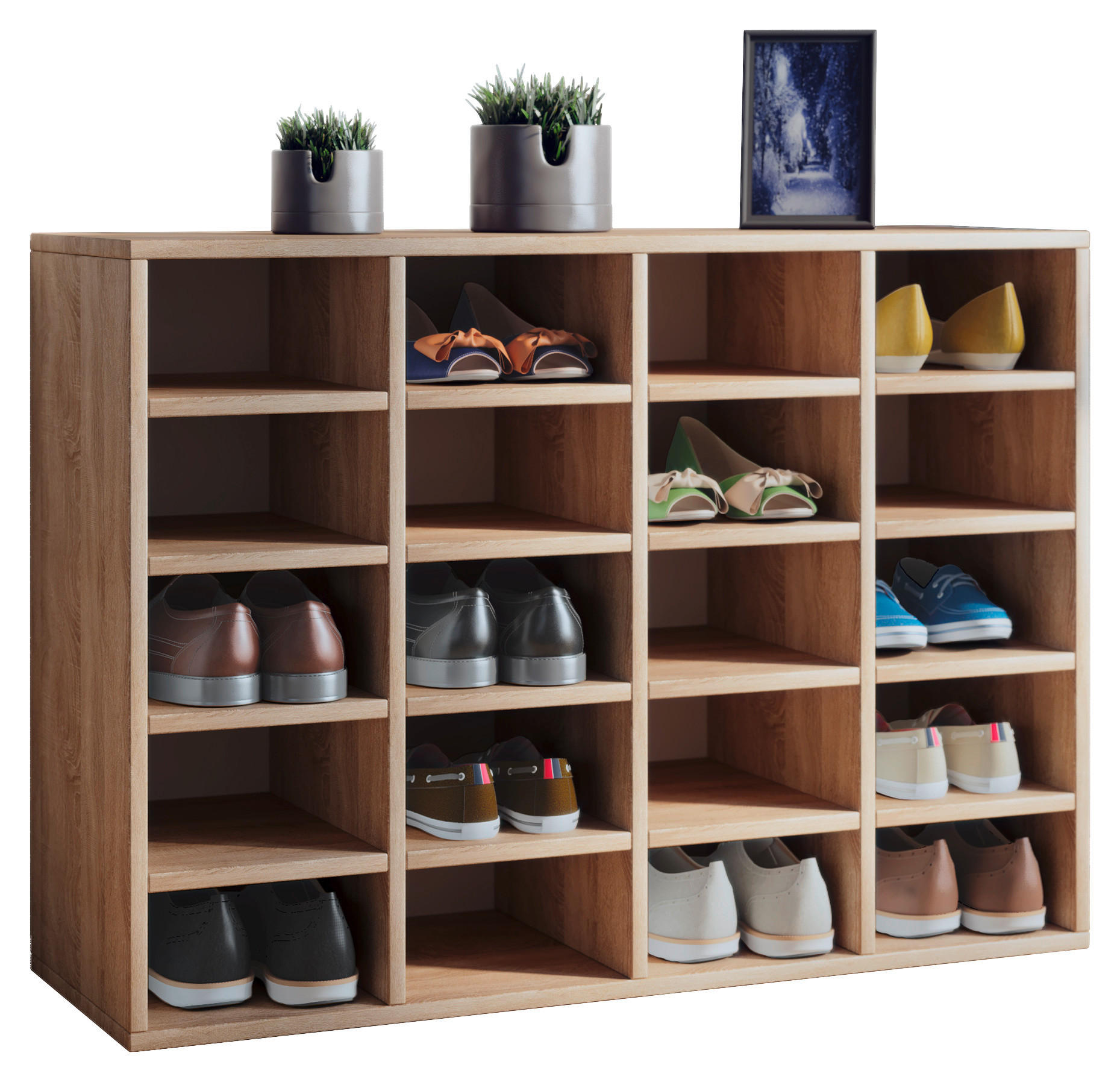 SCHUHREGAL 92/67/33 cm  - Eichefarben, KONVENTIONELL, Holzwerkstoff (92/67/33cm) - MID.YOU