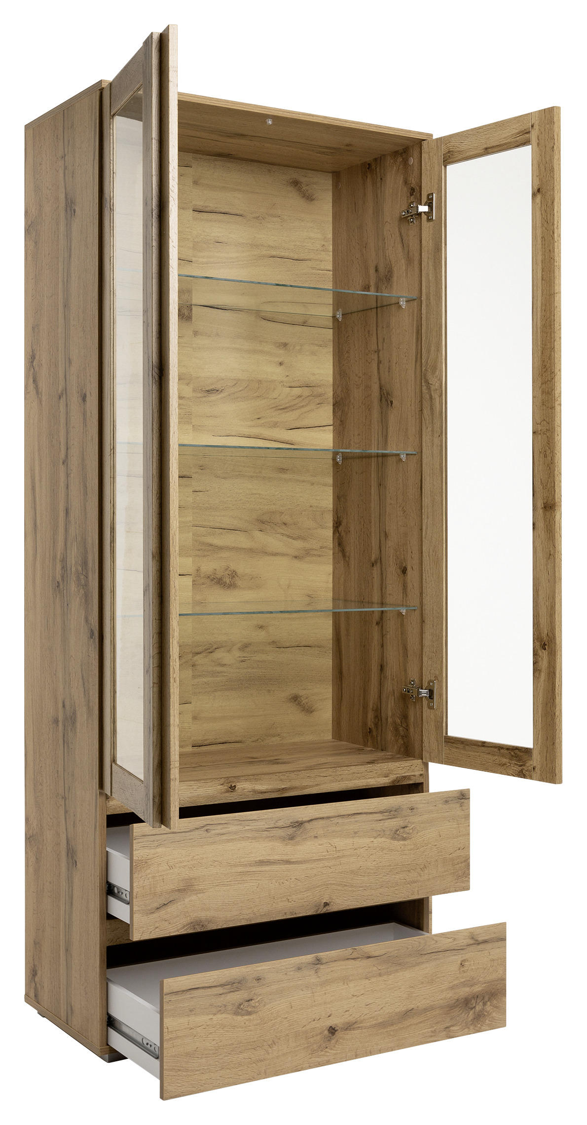 VITRINE in Eichefarben  - Eichefarben/Silberfarben, KONVENTIONELL, Glas (80/191/40cm) - MID.YOU