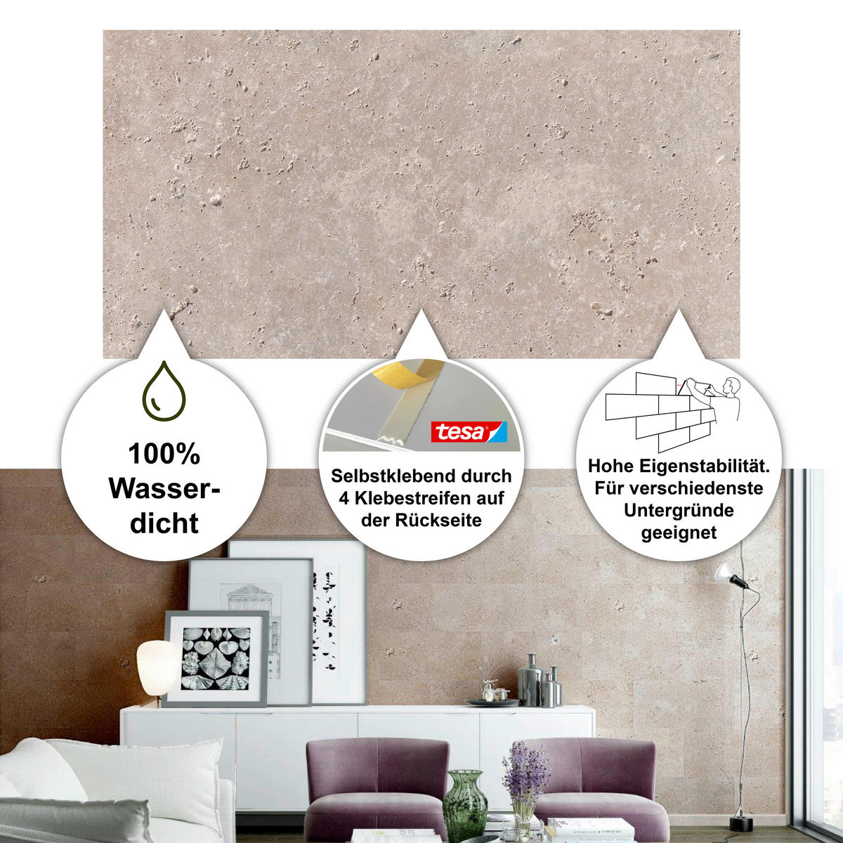WANDPANEEL Baridecor Aqua Beige, Hellrosa  - Hellrosa/Beige, Design, Kunststoff (60/30/0,4cm)