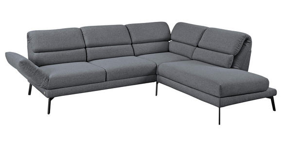 ECKSOFA in Flachgewebe Anthrazit  - Anthrazit/Schwarz, Design, Textil/Metall (253/207cm) - Dieter Knoll