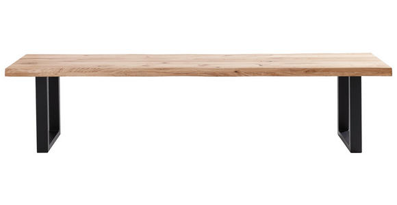 SITZBANK 160/44/40 cm Wildeiche massiv Metall  - Schwarz, Natur, Holz/Metall (160/44/40cm) - Landscape