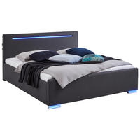 POLSTERBETT 180/200 cm,  in Anthrazit, Beleuchtung,  - Anthrazit/Silberfarben, Design, Kunststoff/Textil (180/200cm) - Boxxx