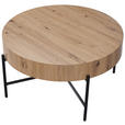 COUCHTISCH 80/80/42 cm rund Schwarz, Eiche Artisan  - Schwarz/Eiche Artisan, MODERN, Holzwerkstoff/Metall (80/80/42cm) - Carryhome