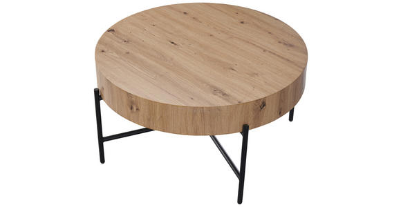 COUCHTISCH 80/80/42 cm rund Schwarz, Eiche Artisan  - Schwarz/Eiche Artisan, MODERN, Holzwerkstoff/Metall (80/80/42cm) - Carryhome