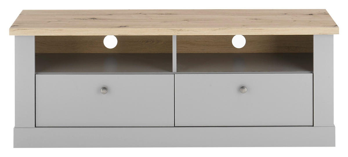 LOWBOARD  in 132/48/44 cm  - Eichefarben/Silberfarben, Design, Holzwerkstoff/Metall (132/48/44cm) - MID.YOU