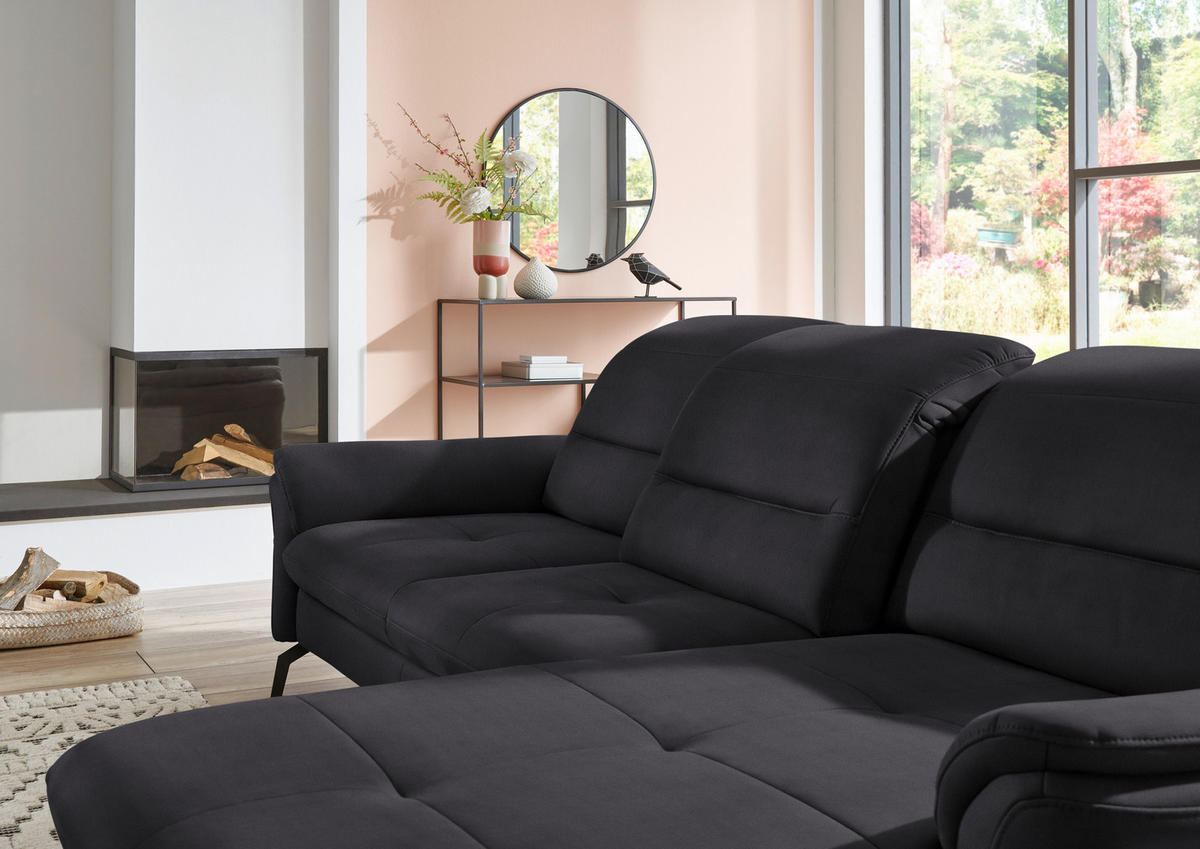 ECKSOFA in Flachgewebe Anthrazit  - Anthrazit/Schwarz, Konventionell, Textil/Metall (260/181cm) - Beldomo Speed